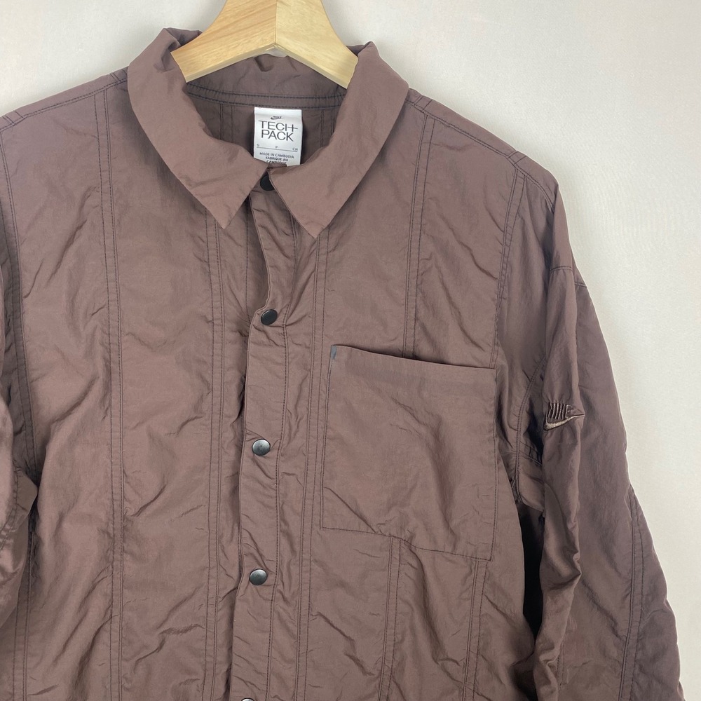 Nike Tech Pack Men Brown Quilted Shirt Jacket Small - Picture 3 of 8